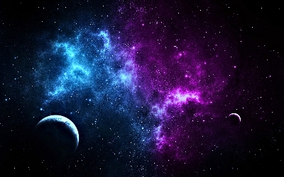 beautiful space view purple blue stars